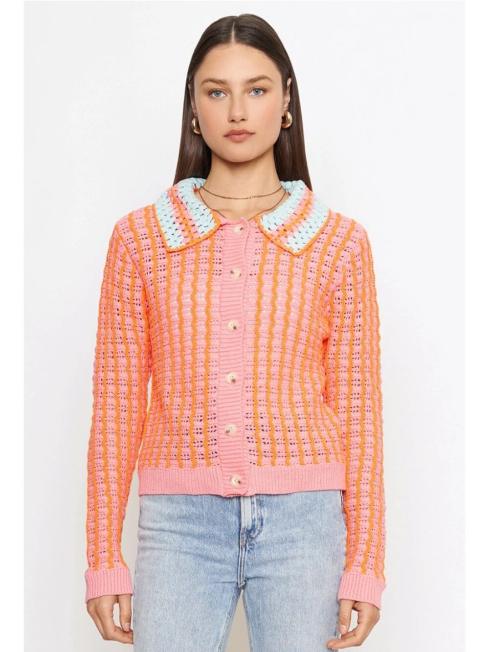 4SI3NNA Crochet Amelie cardigan sweater sz L